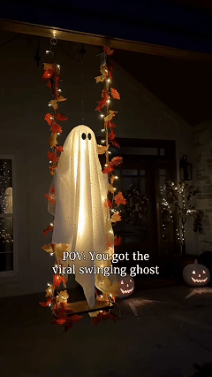 🔥 Last Day 60% OFF — 👻 LED Swinging Ghost Halloween Decoration — Glowing, Spooky & Perfect for Haunted Yard Decor