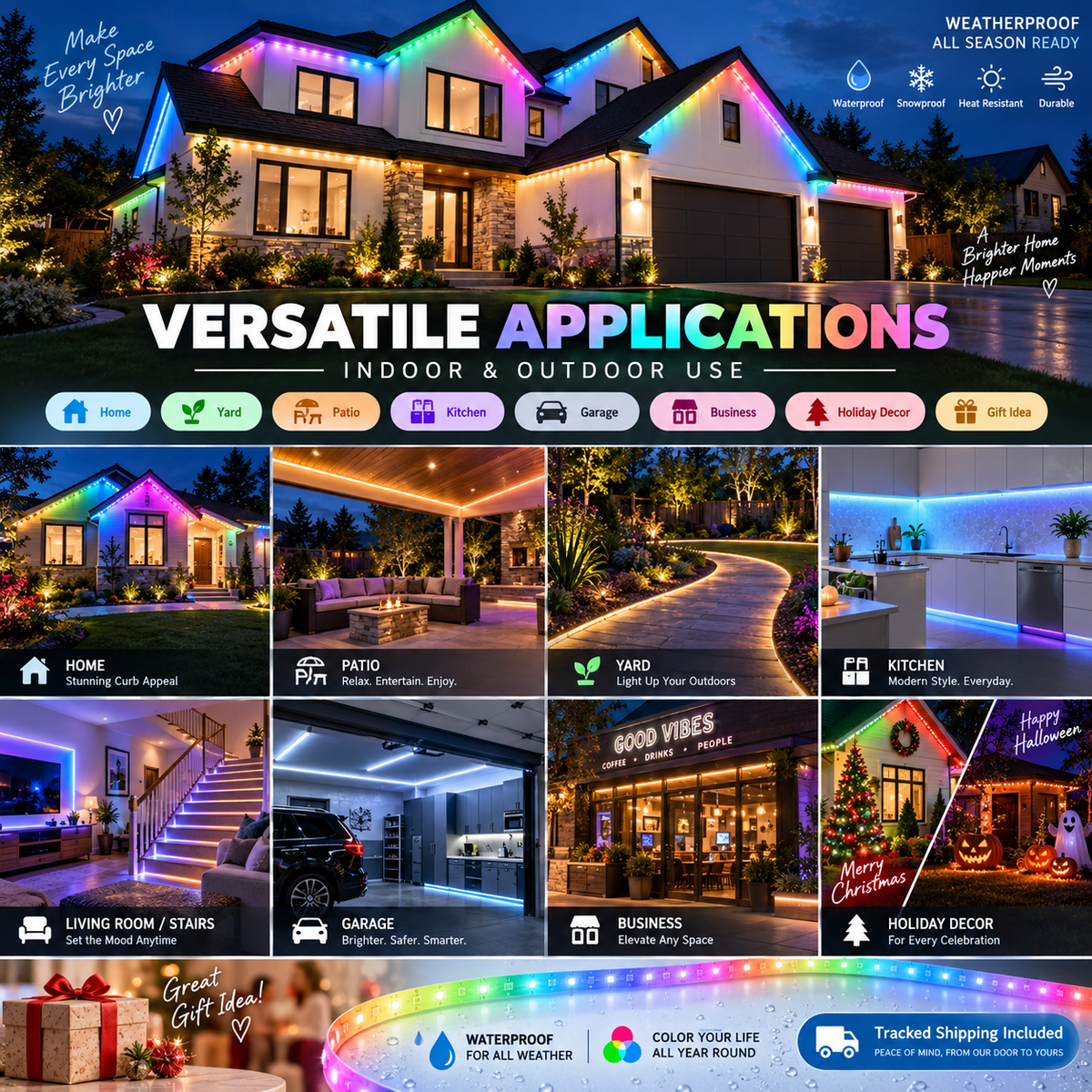 🎅 Early Christmas 49%OFF - Smart Rainbow LED Permanent Outdoor Light - Smartlight 🎁