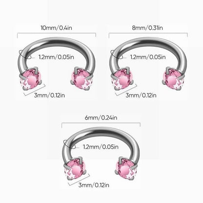 💖Zirconia Horseshoe Ring with Threaded Gems for Piercings