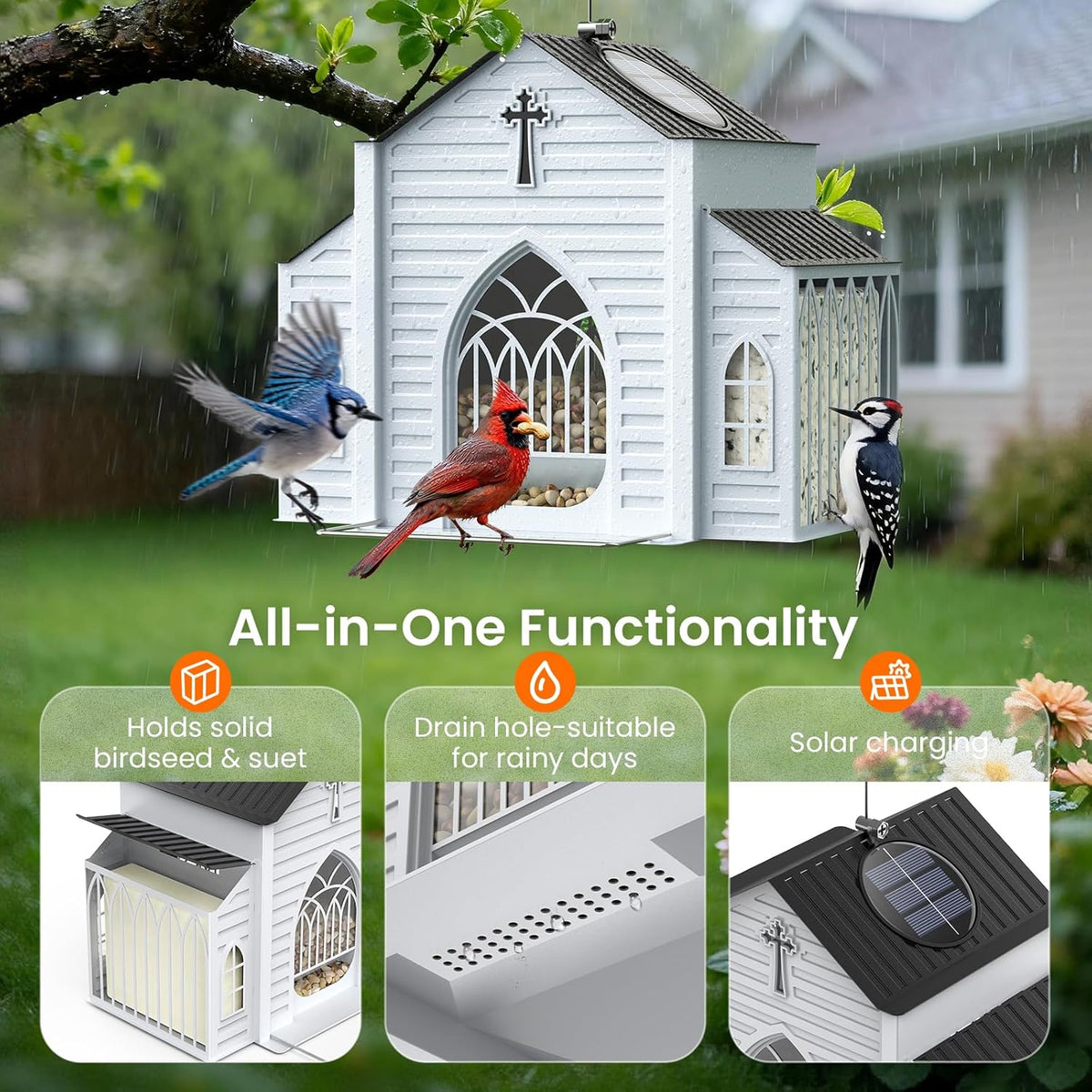 ✝️Last Day 50% OFF-🔥Church-Shaped Solar Bird Feeder🎁