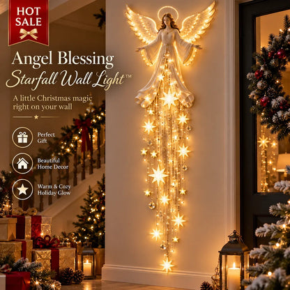 👼Angel Blessing Starfall Wall Light™ – Heavenly Christmas Wall Decor✨