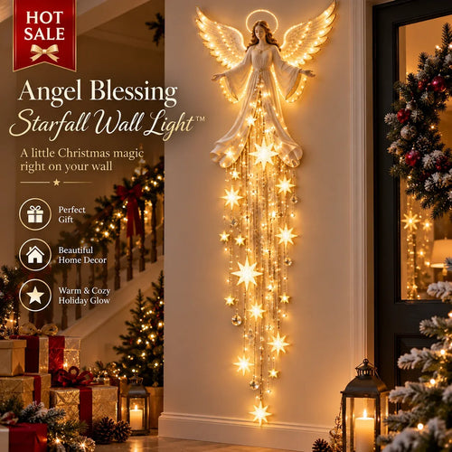 👼Angel Blessing Starfall Wall Light™ – Heavenly Christmas Wall Decor✨