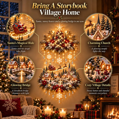 🎄 Illuminated Christmas Tree & Village Wall Hanging | Cascading Warm Lights for Living Rooms, Entryways & Staircases ✨