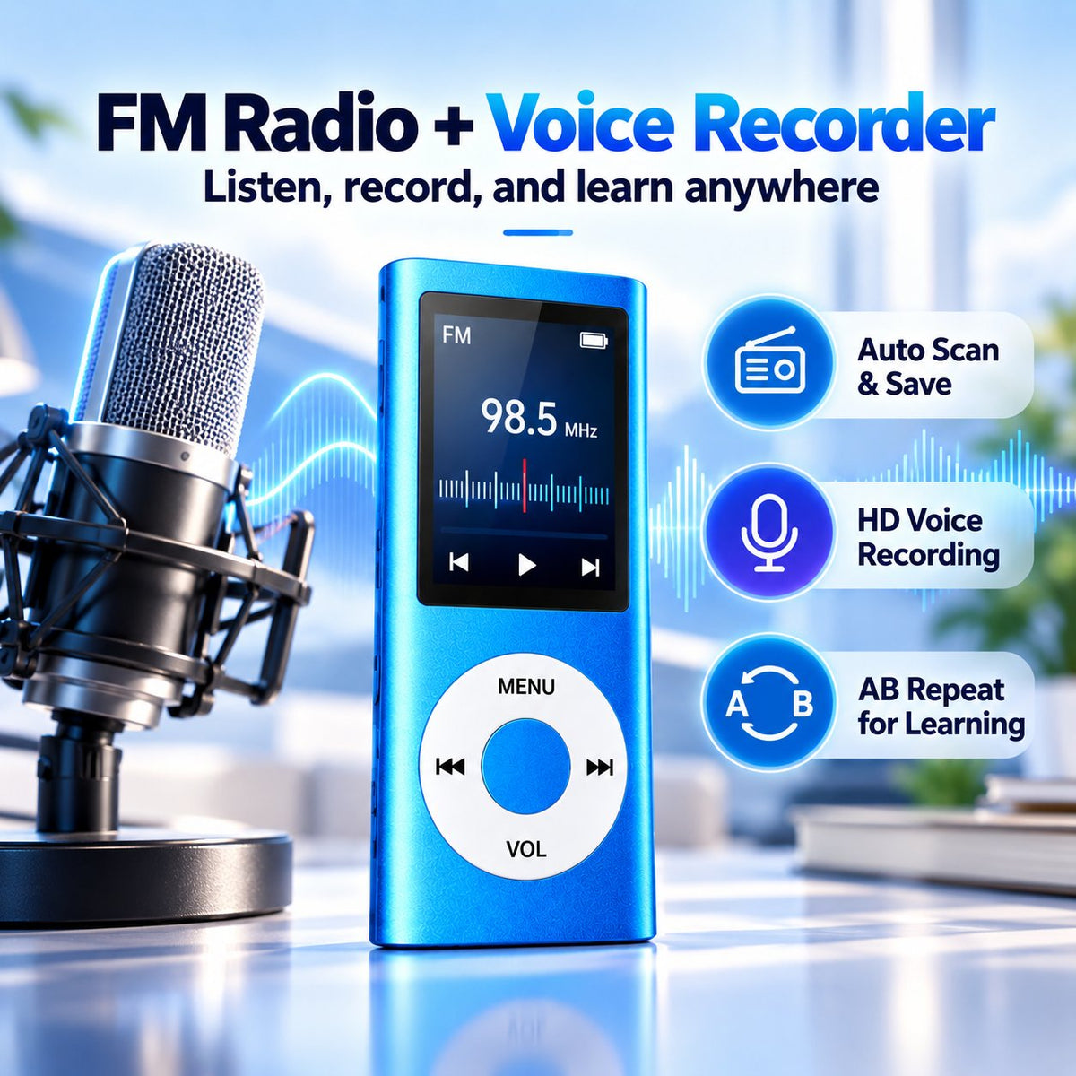 1.8' Color Screen MP3 MP4 Player | Lossless HiFi Audio + FM Radio & Recorder