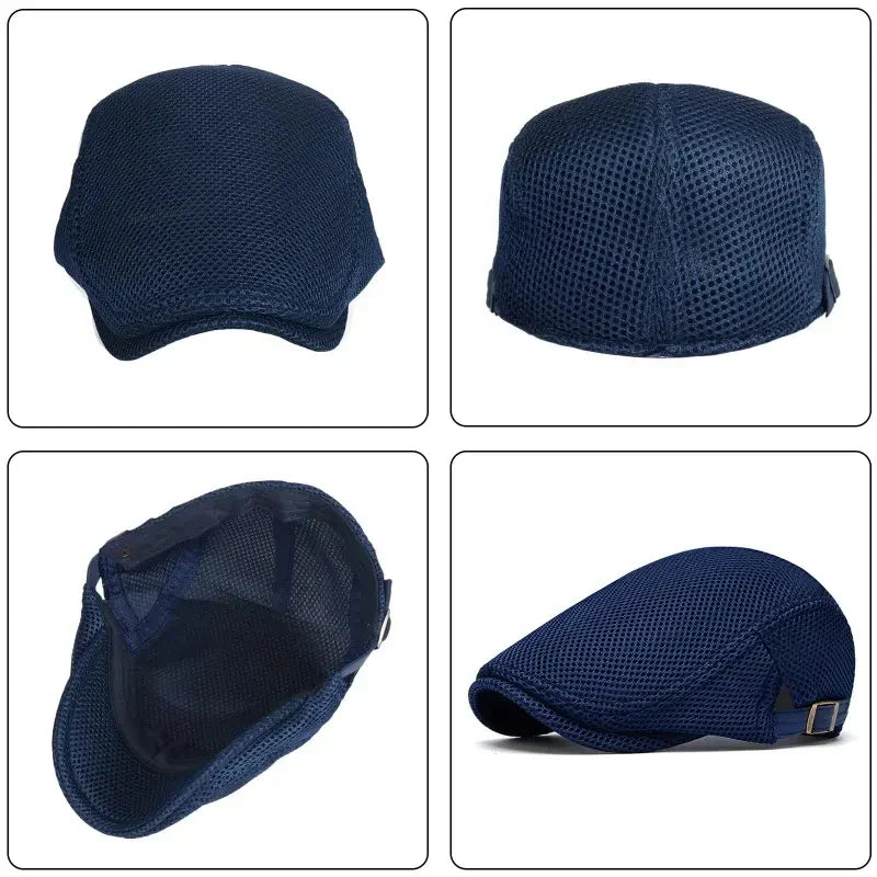 🔥Men's Breathable Mesh Flat Cap – Adjustable Newsboy Ivy Beret Summer Hat