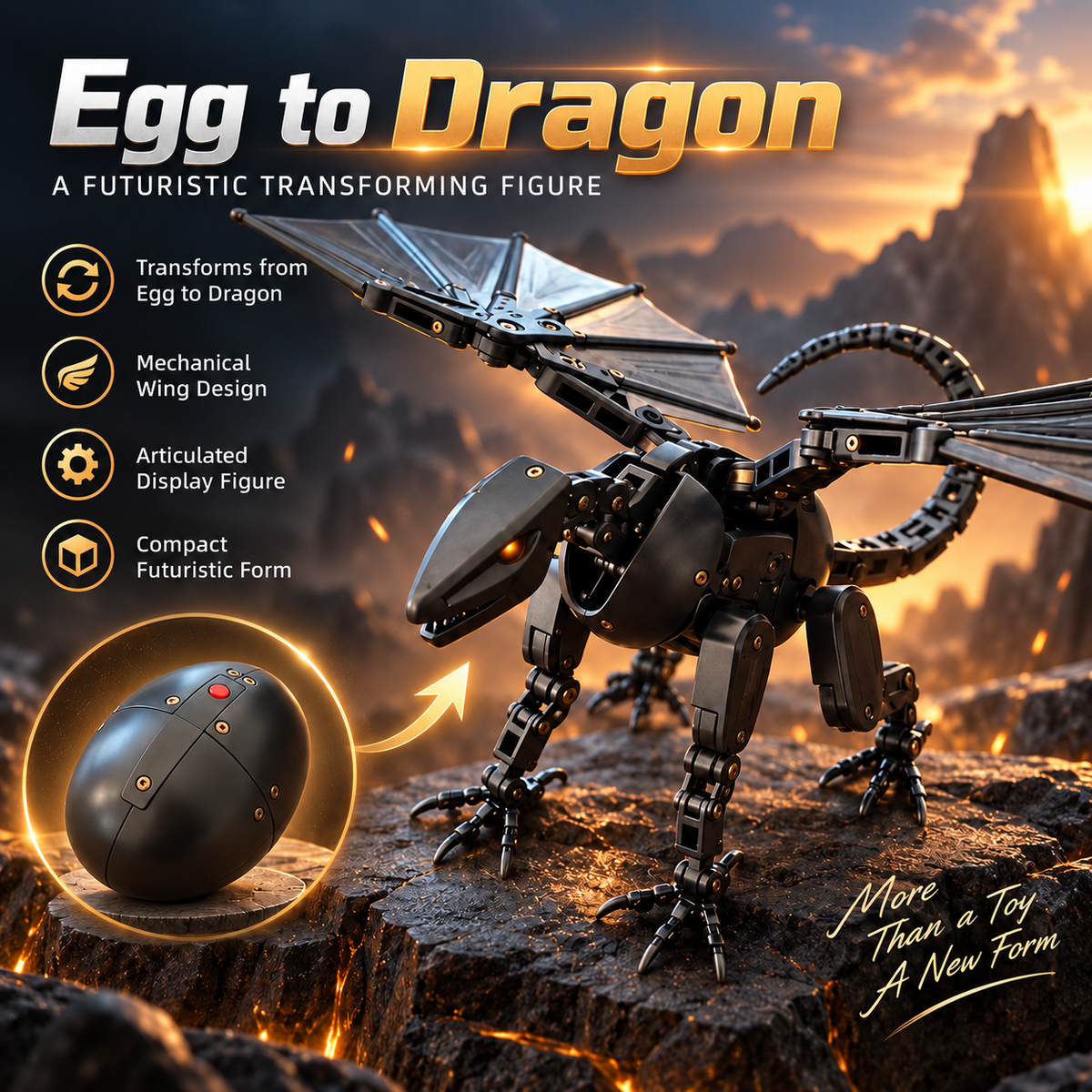 🥚🐉Egg to Dragon Transforming Mechanical Toy