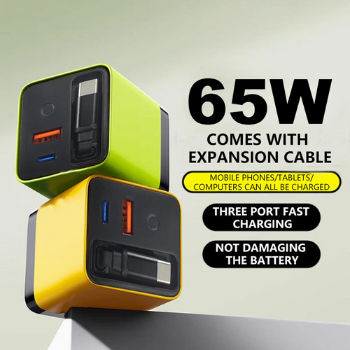 ⏳50% OFF💥65W Fast Charging Phone Charger Block with Retractable 80cm Type-C Cable