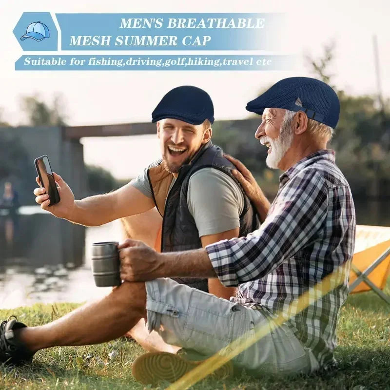 🔥Men's Breathable Mesh Flat Cap – Adjustable Newsboy Ivy Beret Summer Hat