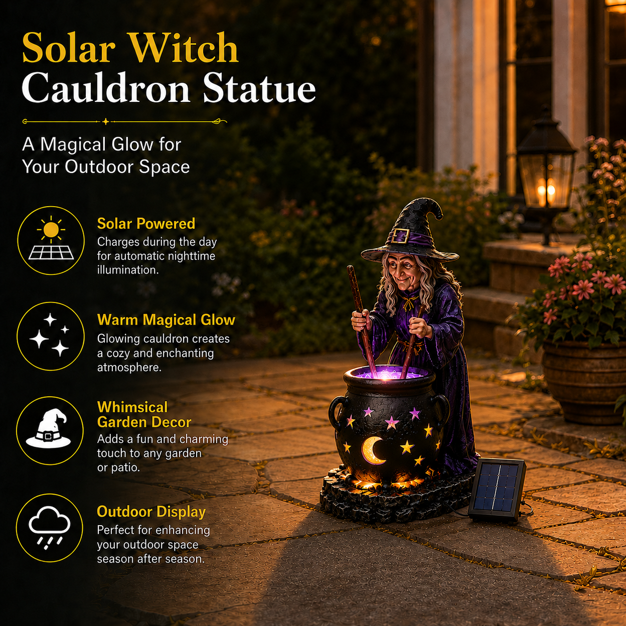 🪄Solar Witch Cauldron Garden Light