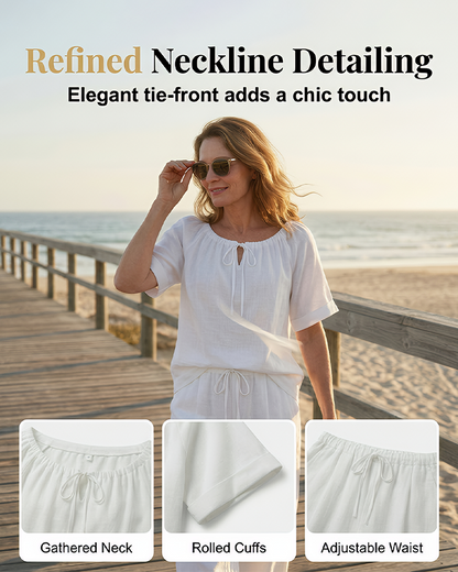 Women's Drawstring Top & Pants 2-Piece Set – Relaxed Fit, Comfortable & Perfect for Lounging or Everyday Style 🌸