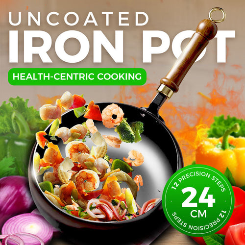 🍳Professional-Grade Uncoated Iron Pot