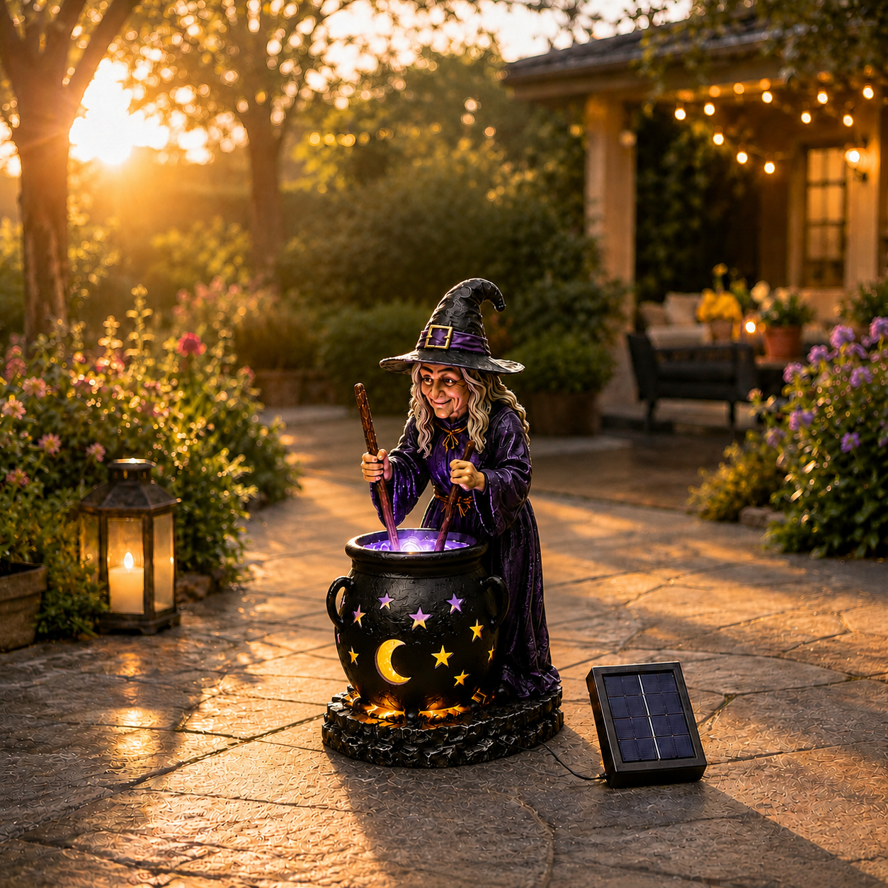 🪄Solar Witch Cauldron Garden Light