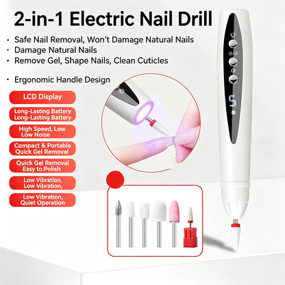2-in-1 Electric Nail Drill with UV Gel Light Portable Manicure Pedicure Kit