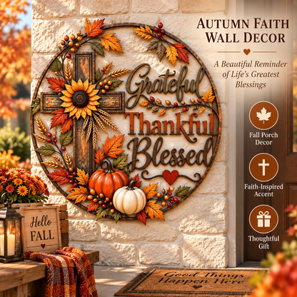 🍂 Grateful • Thankful •  Fall Faith Wall Decor ✝️🌻