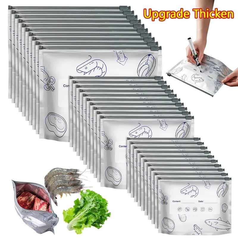 (30 unidades) Bolsas de almacenamiento resellables de papel de aluminio reutilizables