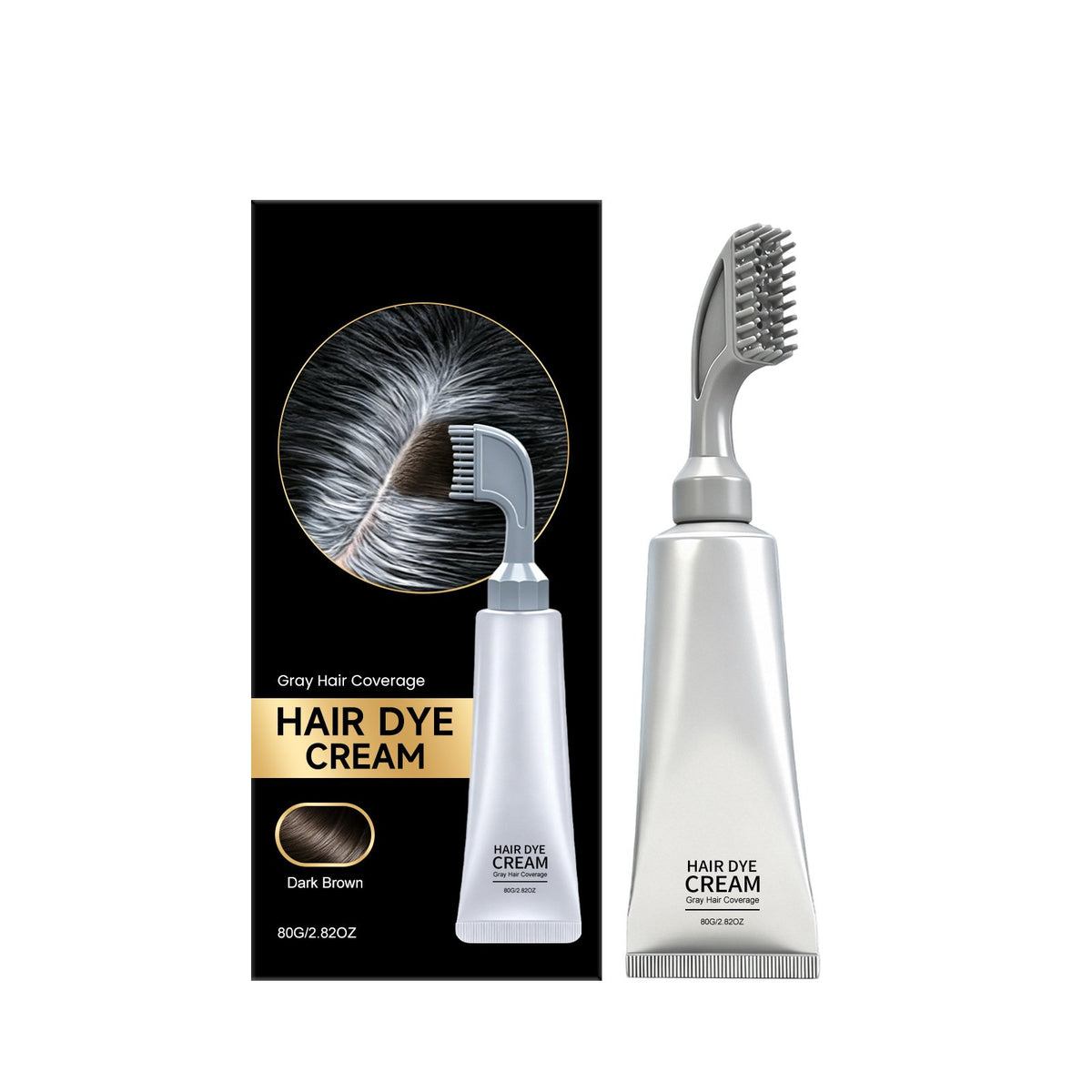 ✨Built‑in Comb Hair Dye Cream🪮Portable At‑Home Hair Color For Even Shiny Hair Touch‑Up