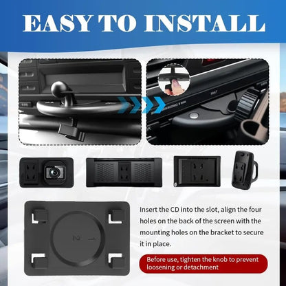 360° Rotating CD Slot Car Mount – Triangle Stable Holder for CarPlay Screens, GPS & Dashcams