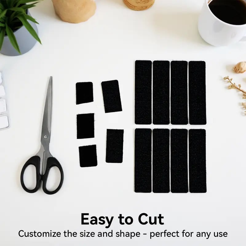 96 PCS Heavy Duty Hook and Loop Strips, Double Sided Reusable Adhesive Mounting Tape for Wall Hanging, Picture Frames, Cable Organizer, DIY Home Use