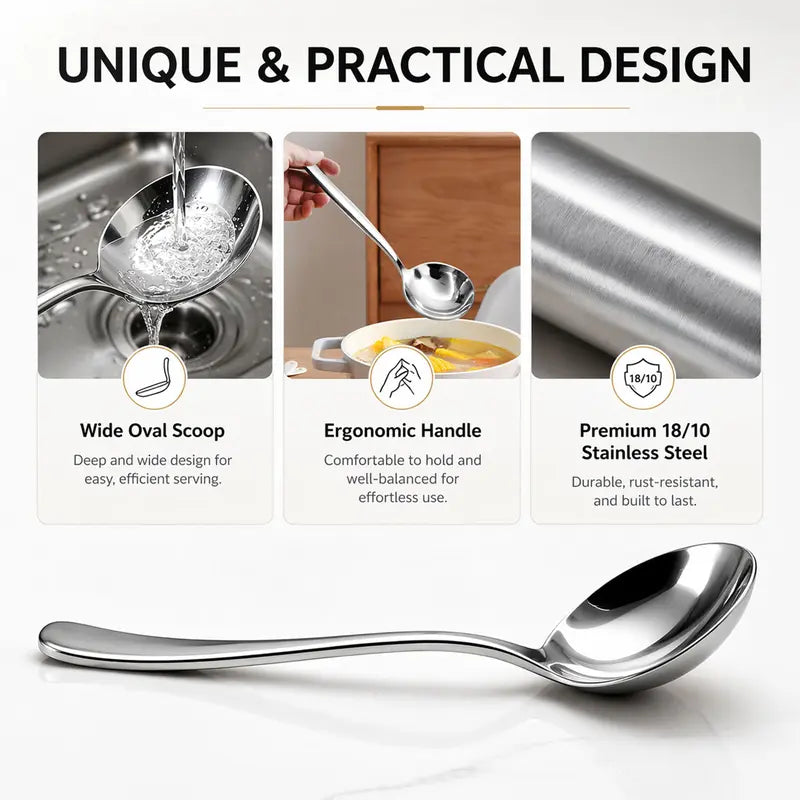 🍲✨ Stainless Steel Soup Spoon Set