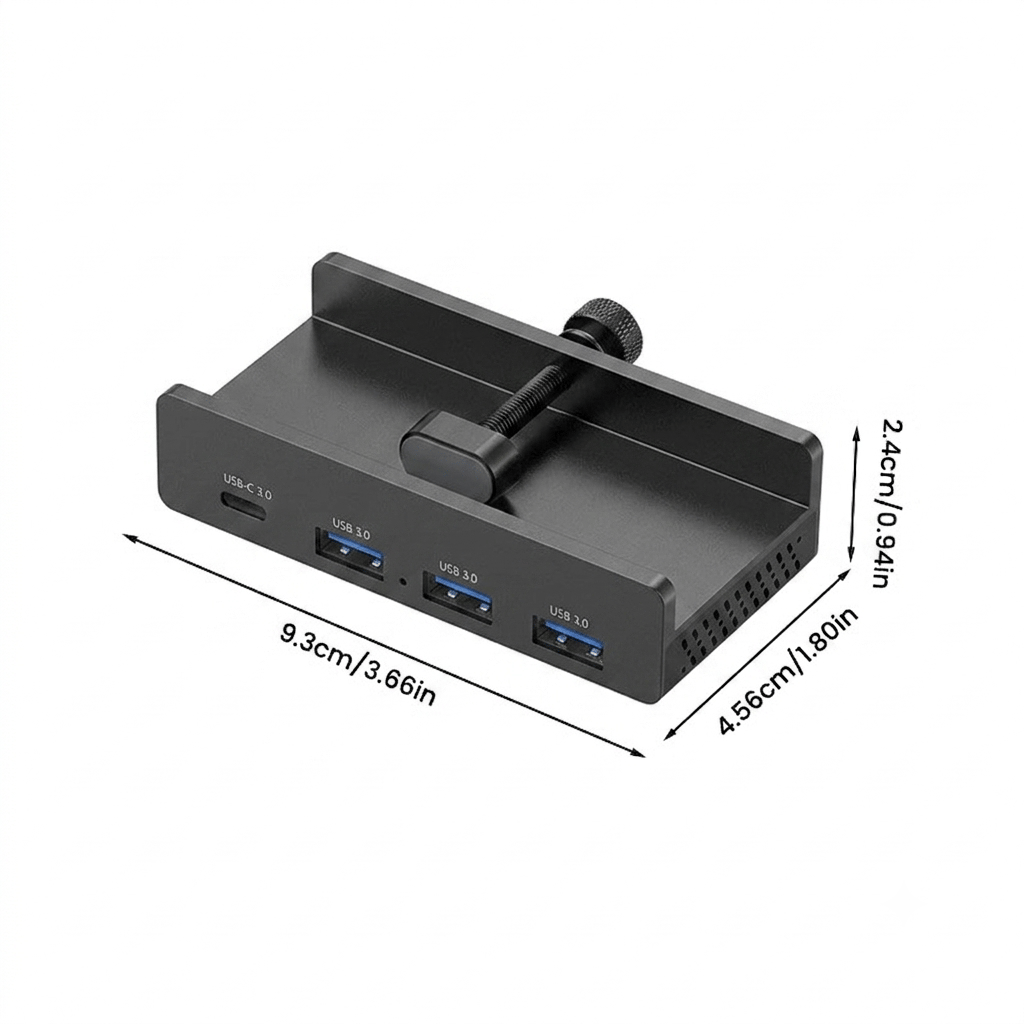 Aluminum Clip-on USB 3.2 Desktop Hub