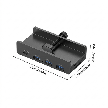 Aluminum Clip-on USB 3.2 Desktop Hub