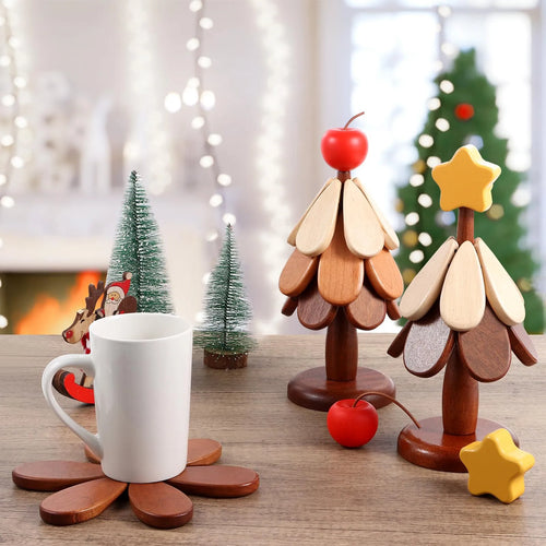 🌲Natural Wooden Tree Trivets