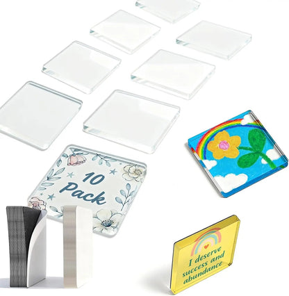 🔥HOT SALE🔥✂🎞 2" x 2" Clear Acrylic DIY Fridge Magnet Set with Adhesive Backing – Square Magnetic Photo Frames with Stunning 3D Effect 💕