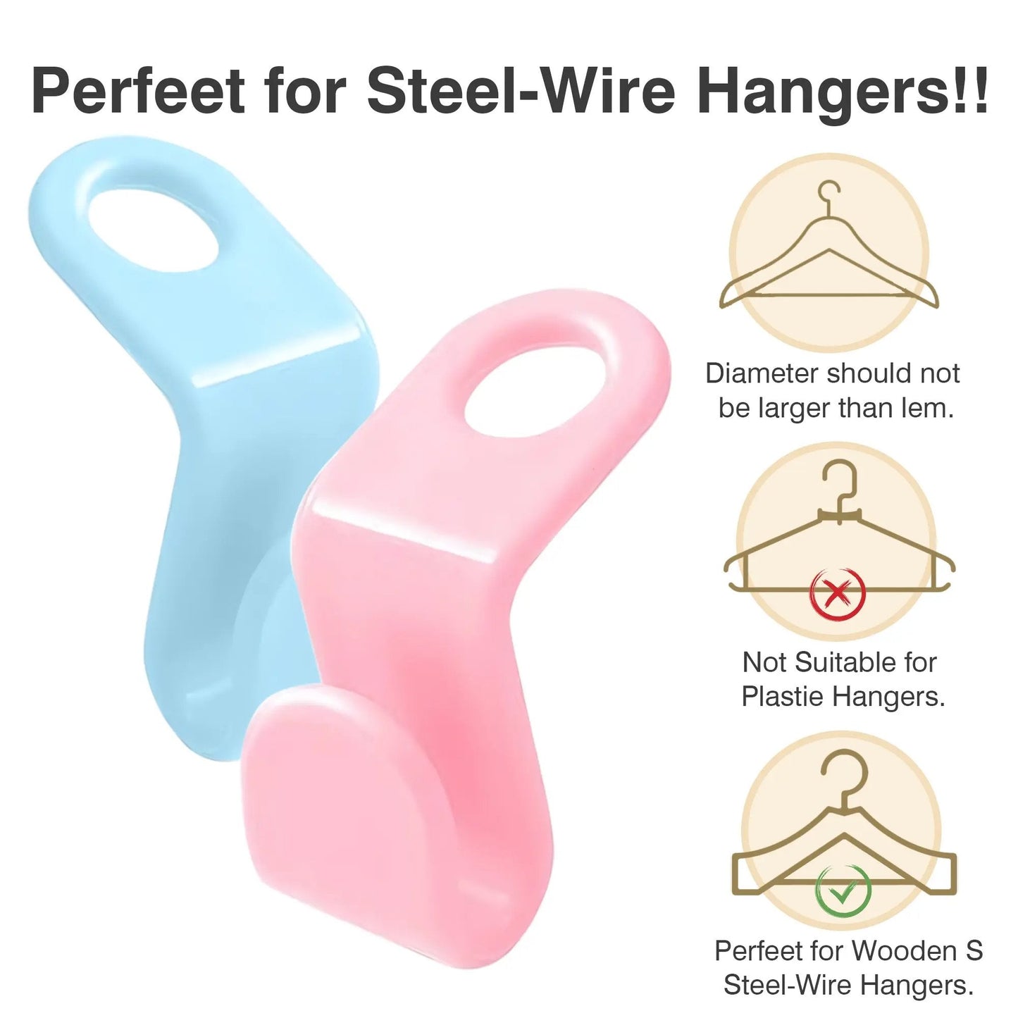 Space Saving Hangers Connector Hooks 20 Counts, High Load-bearing Clothes Hanger Connector Hooks, Hooks for Hangers
