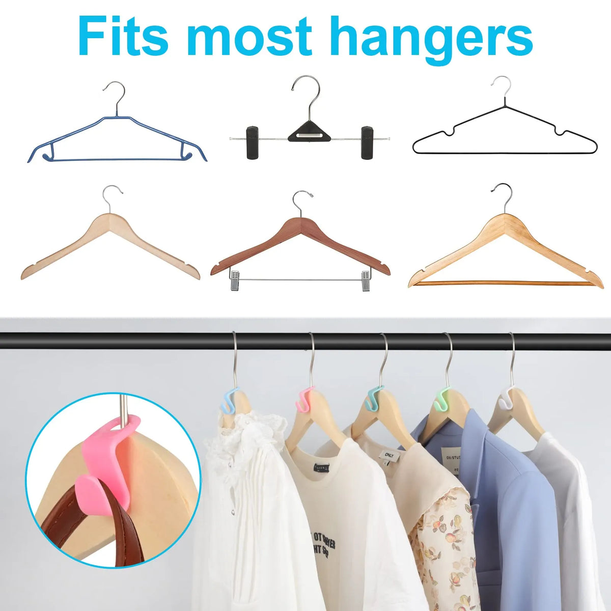 ✨ 100PCS Space-Saving Hanger Hooks – Maximize Your Closet Space in Seconds!