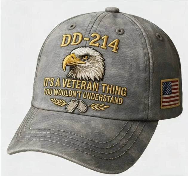 DD-214 Veteran 3D Embroidered Cap - “IT'S A VETERAN THING YOU WOULDN'T UNDERSTAND”🎁