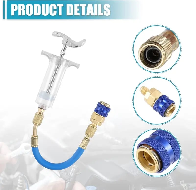 Kit Inyector de 30ml de Aceite y Tinte para AC – Conexión Rápida para Sistemas Automotrices y de HVAC
