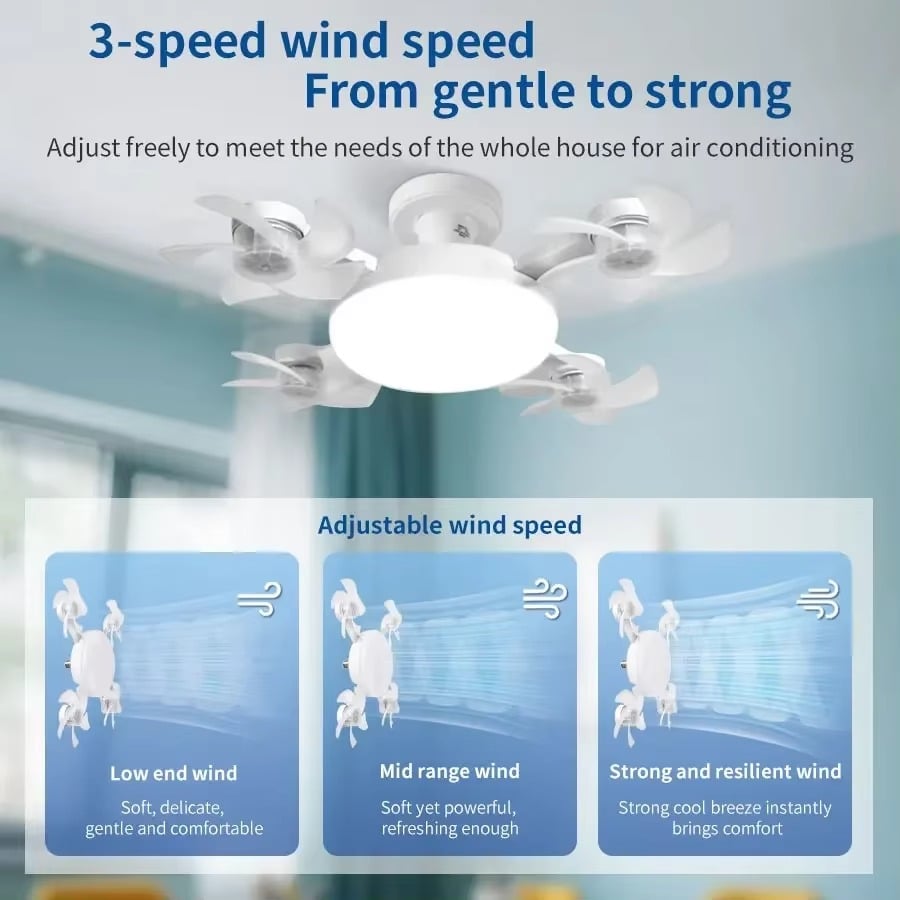 Luz de ventilador de techo LED 2 en 1 con control remoto