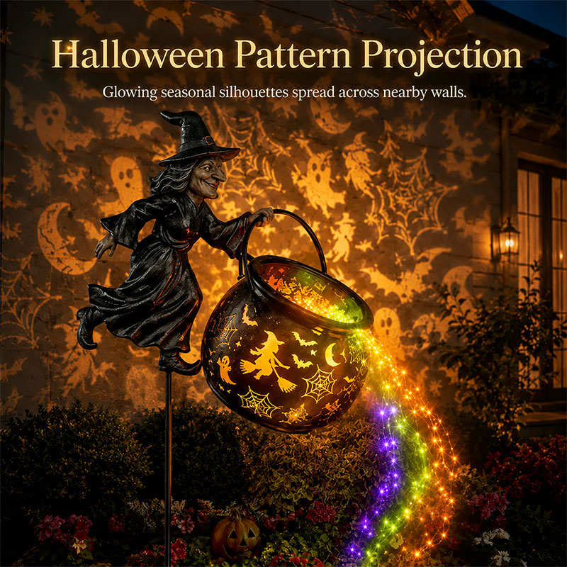 🎉 Halloween Early Bird Sale 60% 🧙‍♀️Halloween Witch Cauldron Solar-powered Garden Light