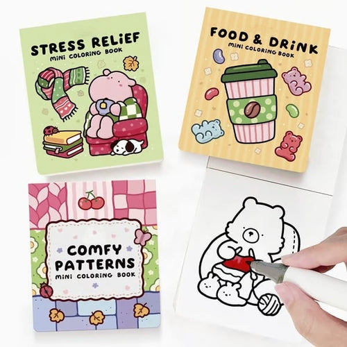 🎨 Mini Coloring Book – Stress Relief, Food & Drink & Comfy Patterns
