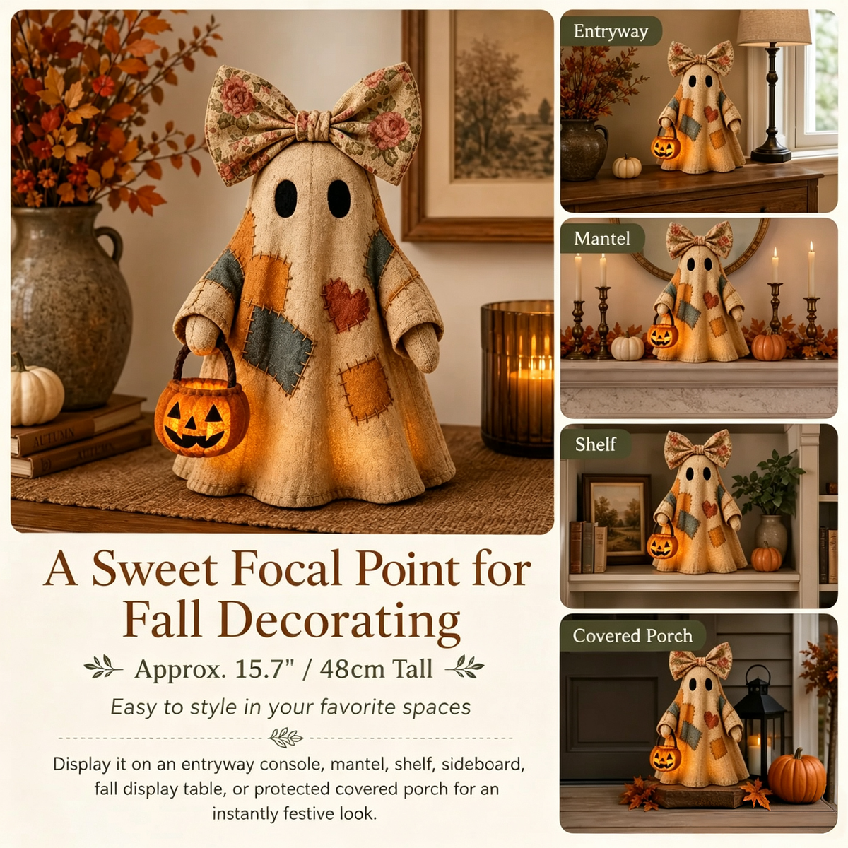 Lighted Vintage Patchwork Ghost 👻 Buy 2 Free Shipping