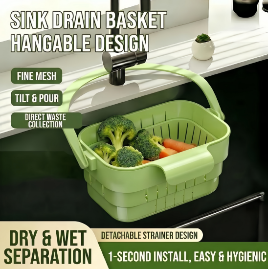Cesta de drenaje plegable para colgar en el fregadero de la cocina