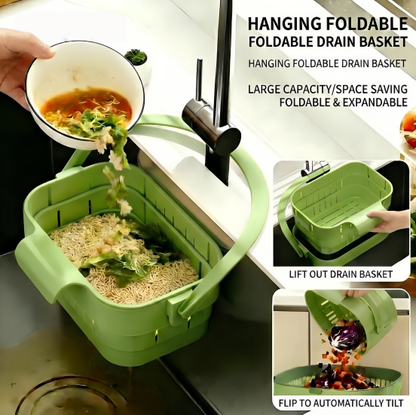 Cesta de drenaje plegable para colgar en el fregadero de la cocina