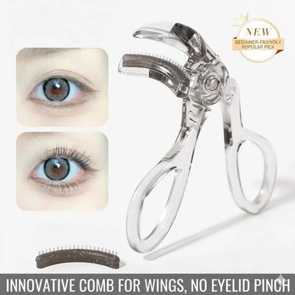 Wide-angle eyelash curler with comb - perfectly curls every lash without pinching your fingers!