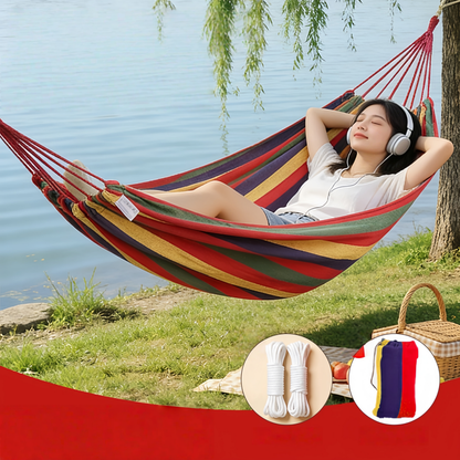 ⏳🔥LIMITED-TIME 50% OFF! 🏖️ Reinforced Multi-Person Striped Hammock – Relax Anywhere in Comfort ✨