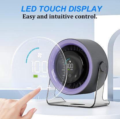 💥[Heatwave Essential] Desk Fan with LED Display USB Powered Portable 100 Speeds 120' Tilt Quiet Long Battery Life Oscillating Table Fan for Bedroom Office Home Camping