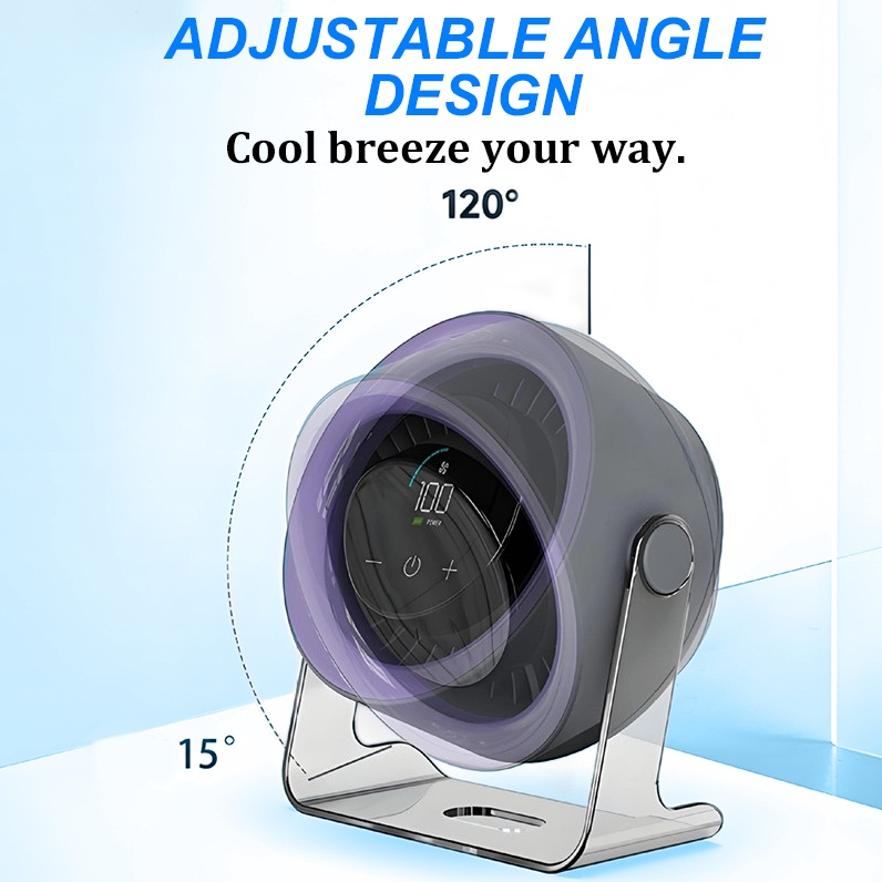 💥[Heatwave Essential] Desk Fan with LED Display USB Powered Portable 100 Speeds 120' Tilt Quiet Long Battery Life Oscillating Table Fan for Bedroom Office Home Camping