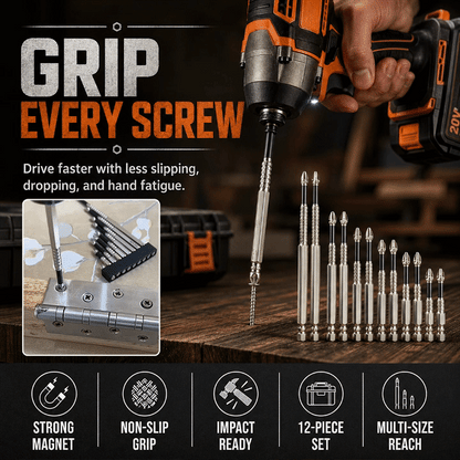12-Piece Magnetic Impact Screwdriver Bit Set
