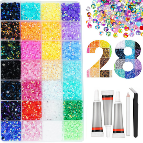 40,000 diamantes de imitación en 40 colores, base plana de gelatina de 3 mm, conjunto brillante