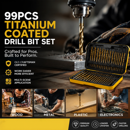 🔥99-piece high-speed steel titanium-plated twist drill bit set