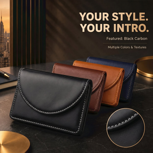 💼 PU Leather Business Card Holder – Slim Magnetic Name Card Case