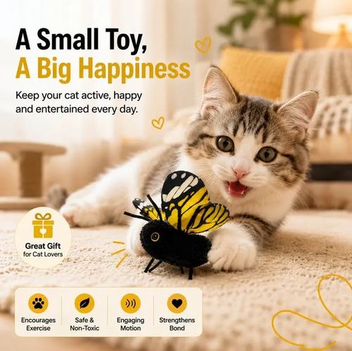 🦋 Fluttering Electric Butterfly Cat Toy | Interactive Moving Playmate for Indoor Kitties