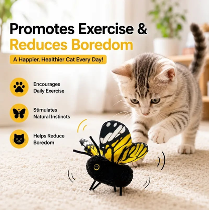 🦋 Fluttering Electric Butterfly Cat Toy | Interactive Moving Playmate for Indoor Kitties