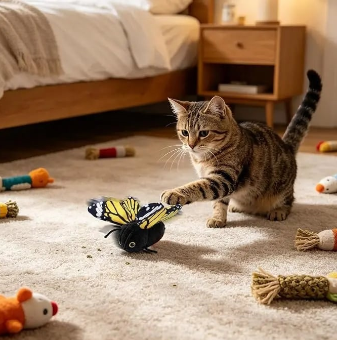 🦋 Fluttering Electric Butterfly Cat Toy | Interactive Moving Playmate for Indoor Kitties