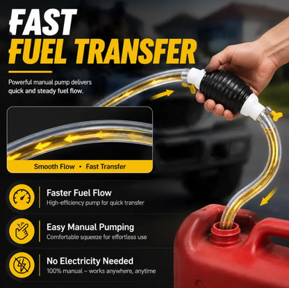 ⛽Manual Siphon Pump Kit with 1M Hose, Rubber Pump Bulb & 2 Hose Clamps, Liquid Transfer Pump for Fuel Water Oil, Car Boat Motorcycle
