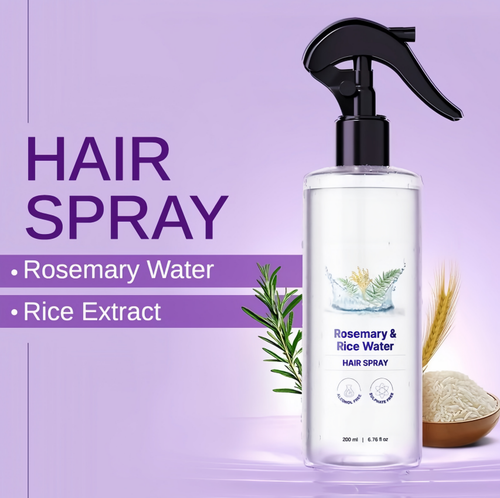 Rosemary and Rice Water Hair Spray — Natural formula for soft, nourished hair.